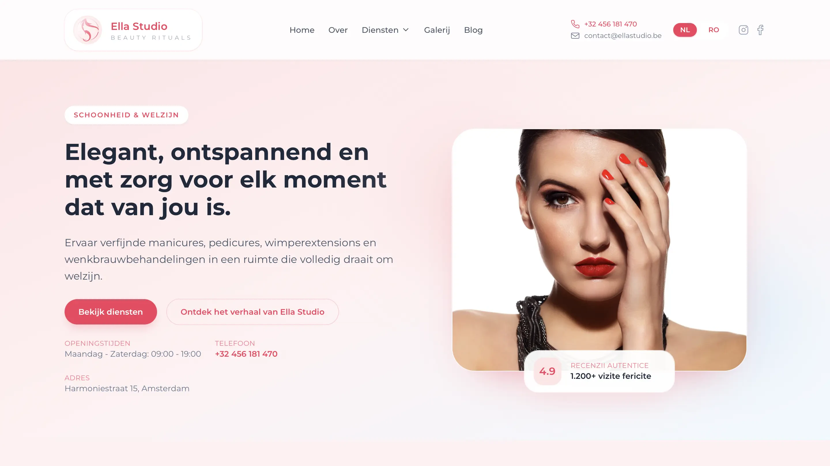 EllaStudio.be – Website pentru salon de frumusețe