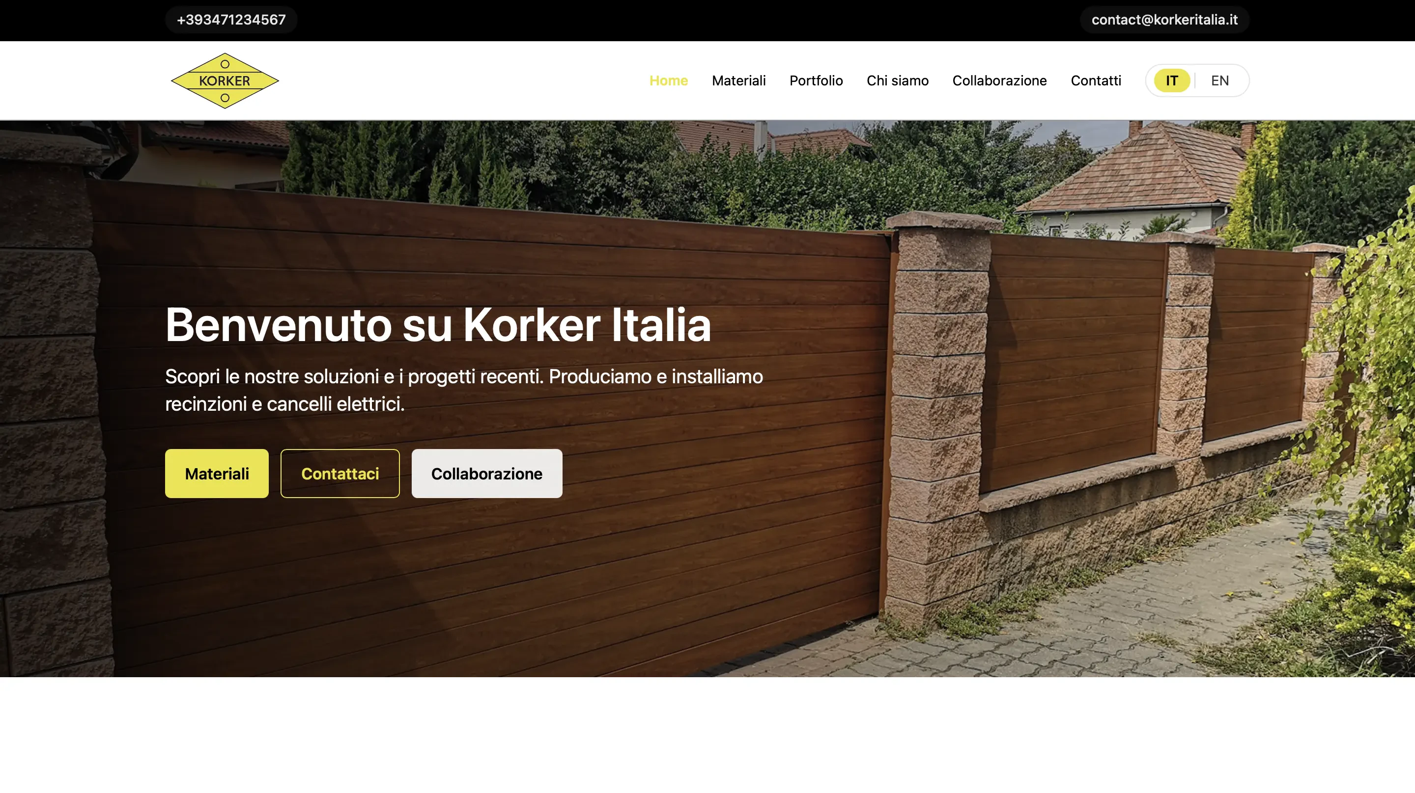 Korker Italia – Website de prezentare premium